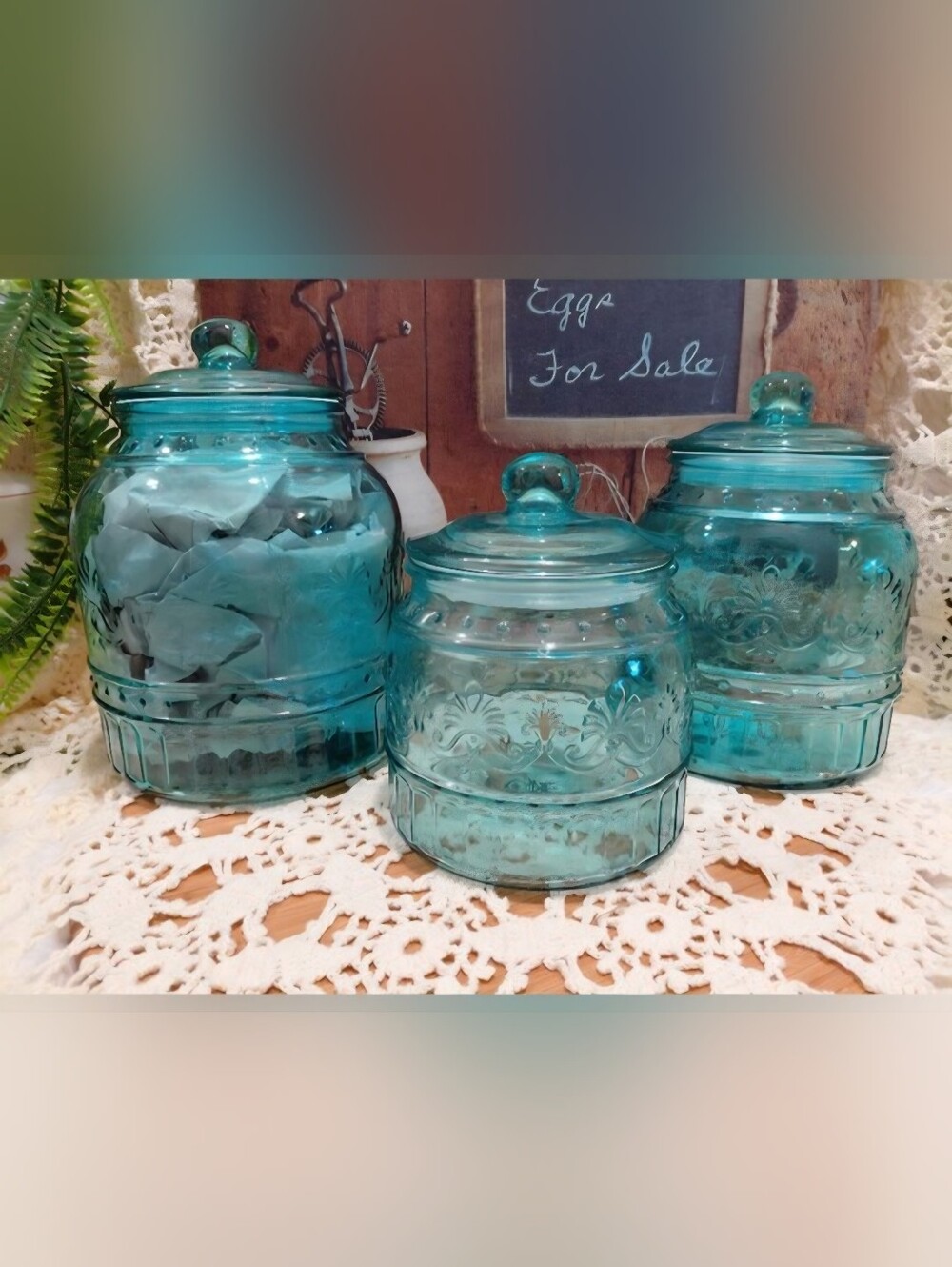 The Pioneer Woman Teal Glass Decorative Canister with Lid